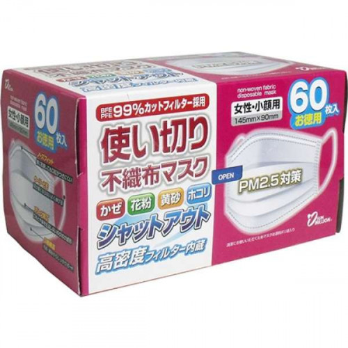 使い切り不織布マスク　女性・小顔用60枚入